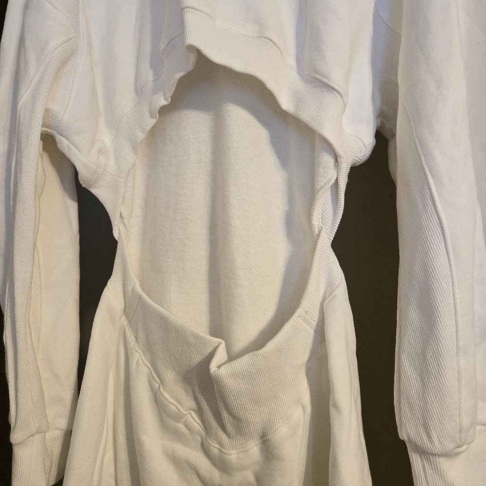 Lg sweatshirt dress open back design, loose fit on top part ribbed round NWT - Picture 3 of 7